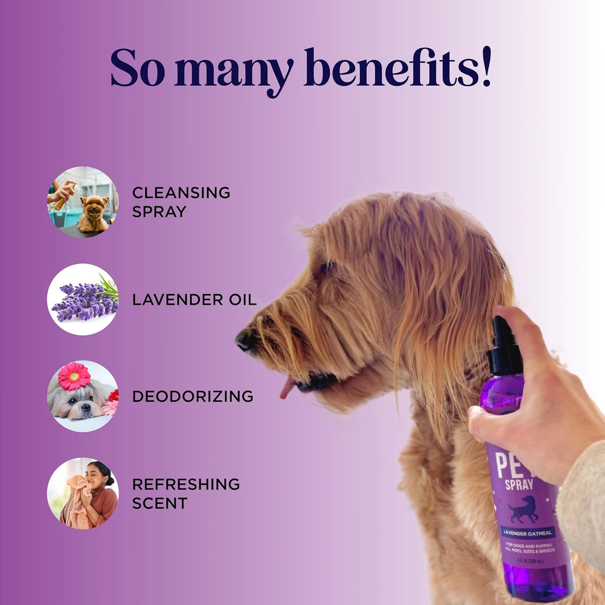Side view of Honeydew pet spray showing 8 fluid ounce label