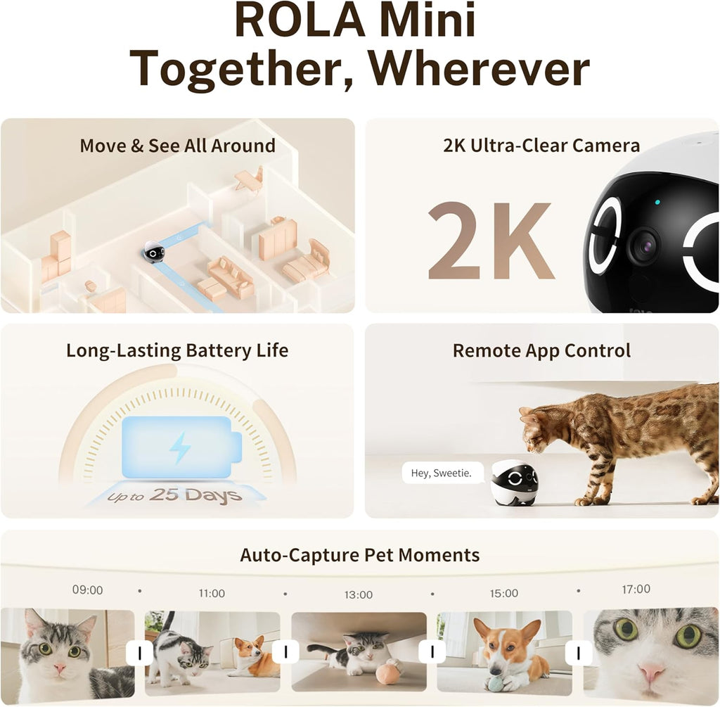 Enabot EBO ROLA Mini 2K pet camera mobile app view
