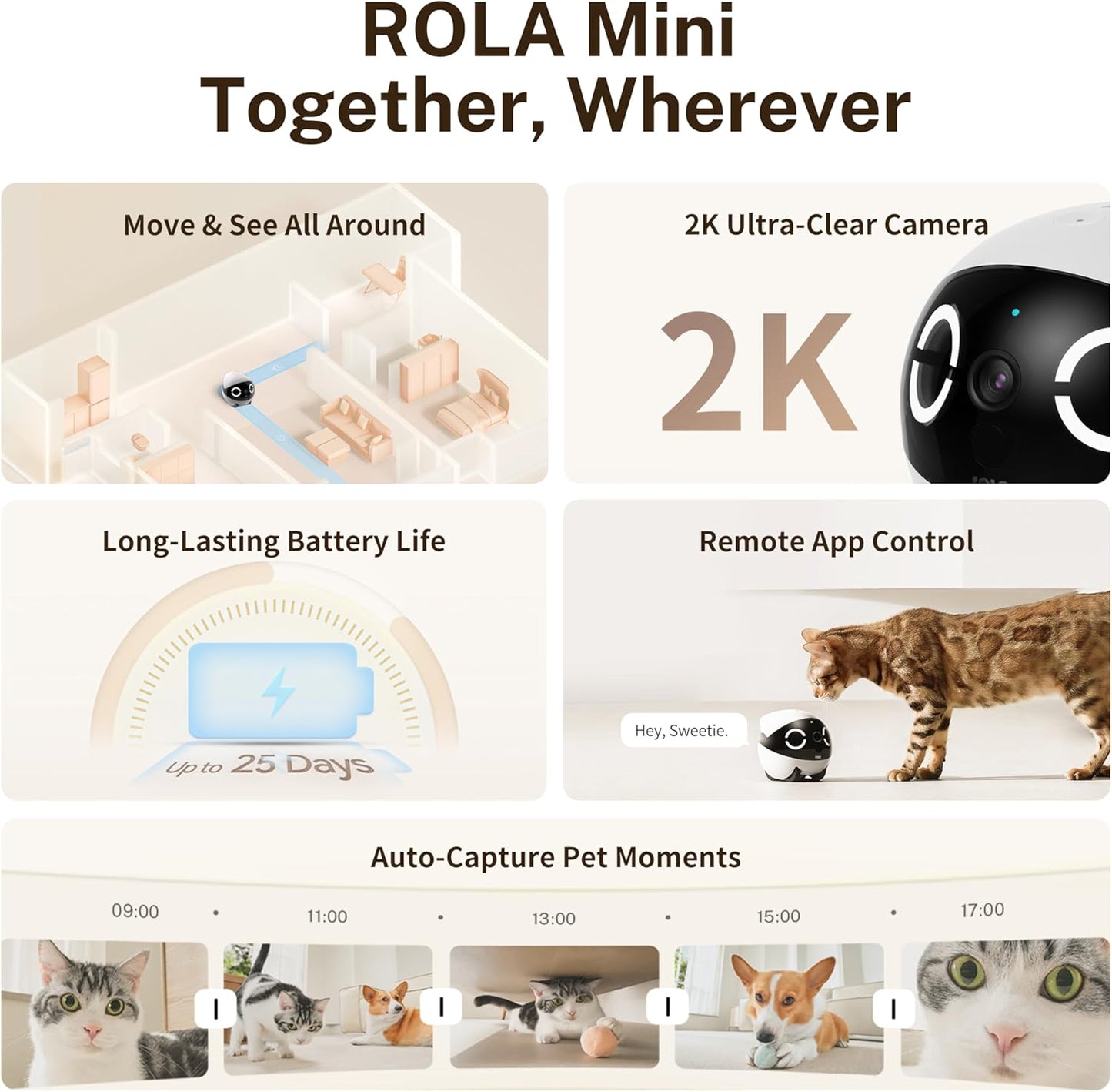 Enabot EBO ROLA Mini 2K pet camera mobile app view