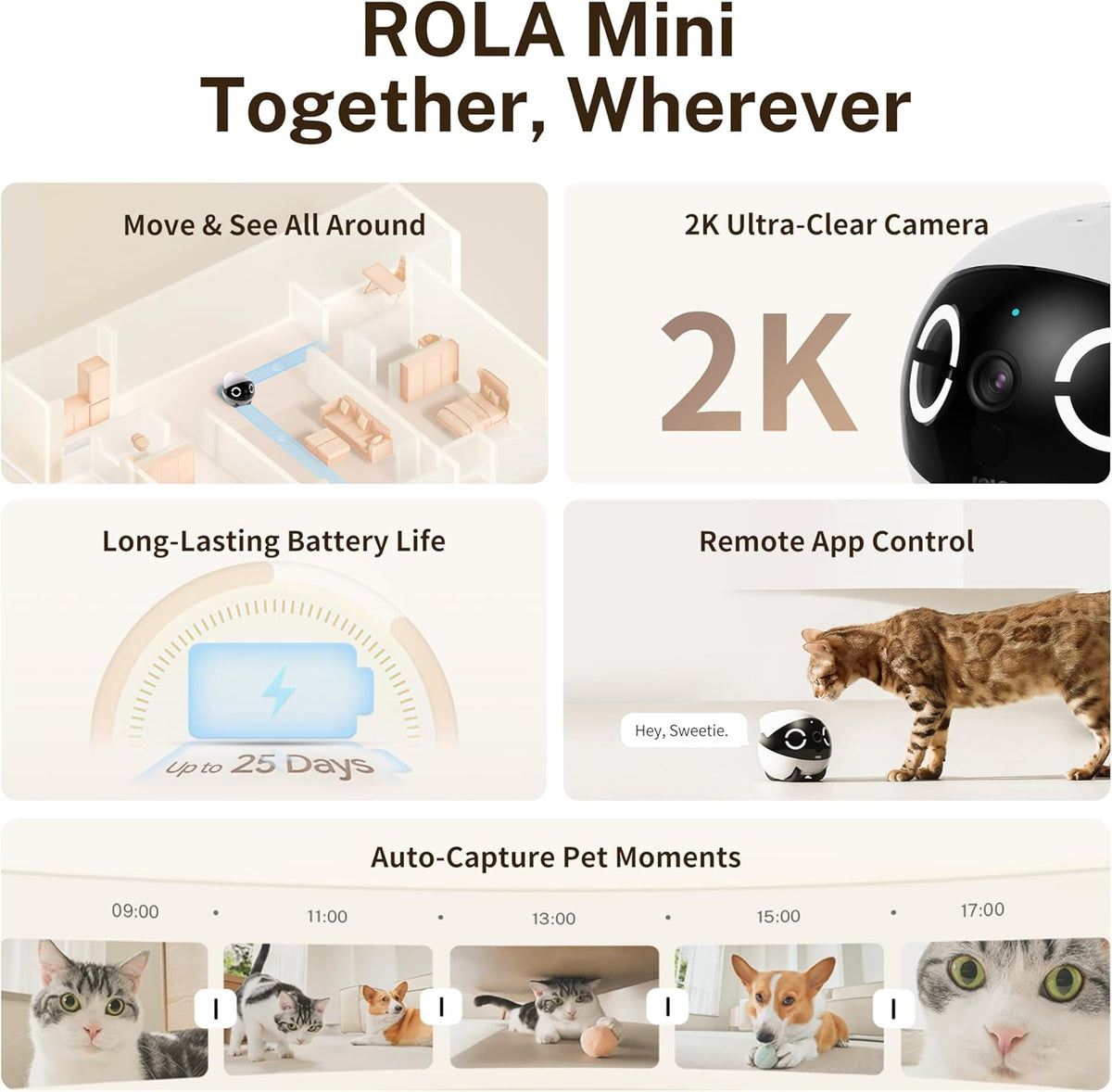 Enabot EBO ROLA Mini 2K pet camera mobile app view