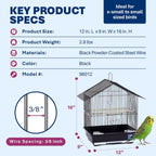 Prevue Pet Parakeet Manor Bird Cage with Handle Easy Storage - Black - Image 5