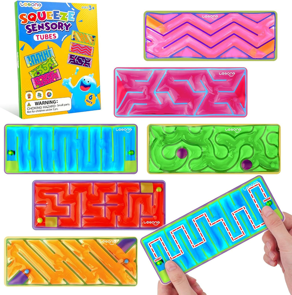 Lesong squishy sensory maze fidget toys 6 pack front view