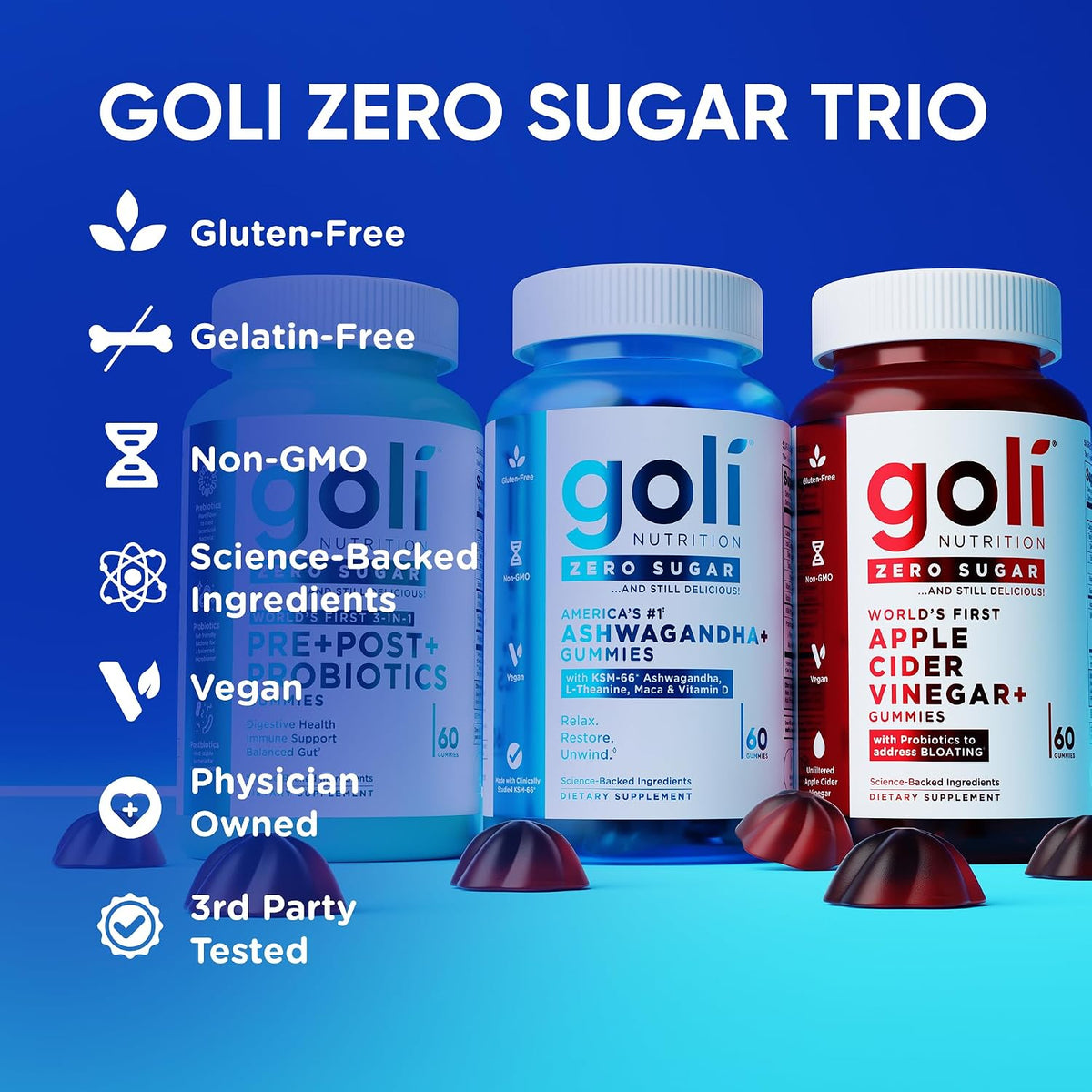 Goli Zero Sugar bundle nutritional highlights graphic