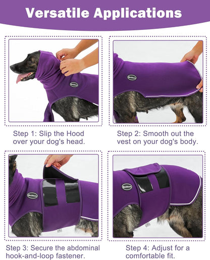 Side profile of dog in Meifsou anxiety compression shirt