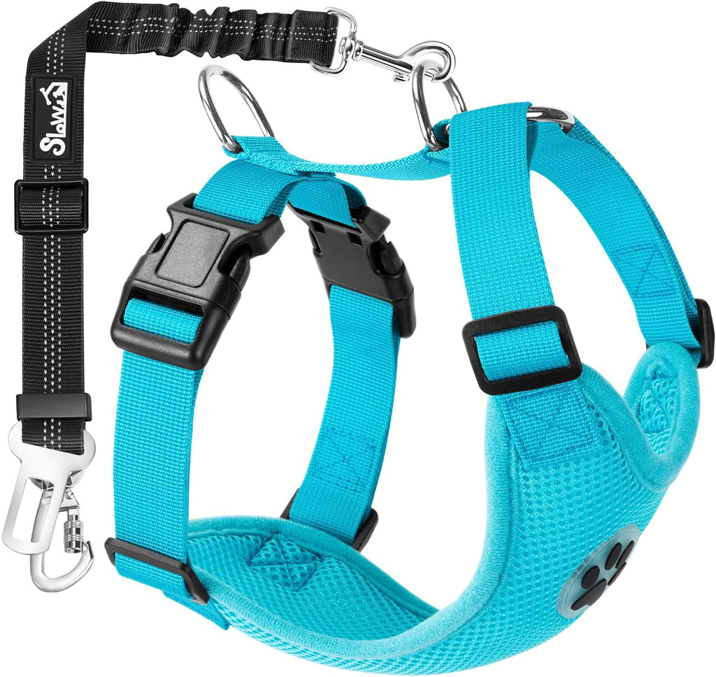 SlowTon Dog Seat Belt Harness for Car, Dog Car Harness Adjustable Mesh Breathable & Dog Seatbelt Safety Tether with Elastic Bungee for Small Medium Large Pets(Black, Double Clip, M) - Image 15