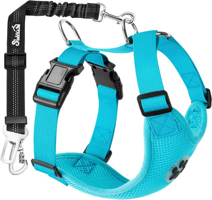 SlowTon Dog Seat Belt Harness for Car, Dog Car Harness Adjustable Mesh Breathable & Dog Seatbelt Safety Tether with Elastic Bungee for Small Medium Large Pets(Black, Double Clip, M) - Image 15