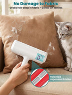 Portable pet hair remover used on a car seat