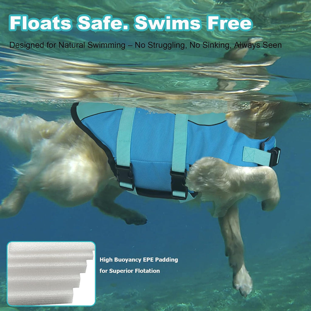 Dogcheer high buoyancy pet safety vest laid flat showcasing belly padding