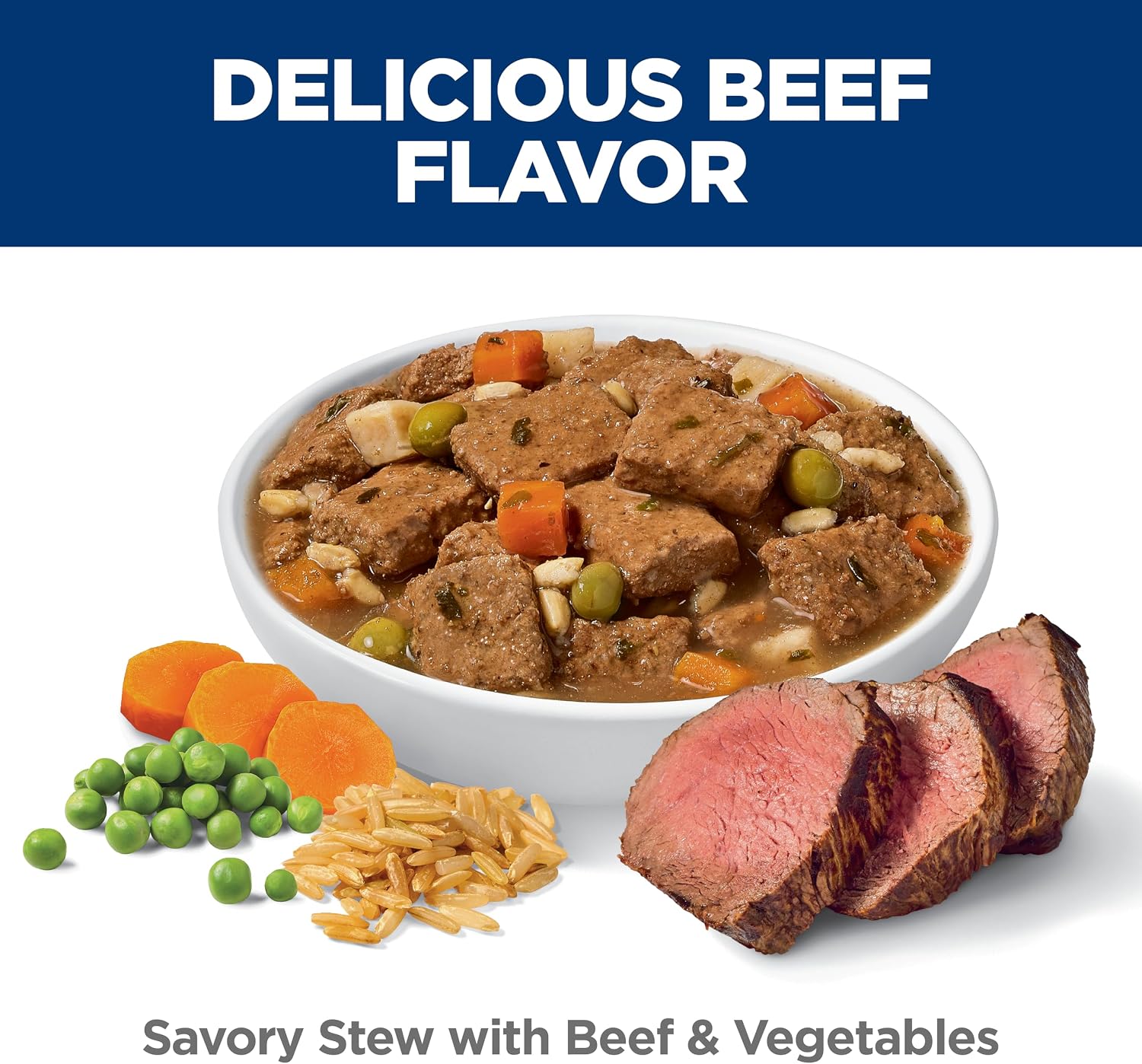 Imported Hill's Science Diet senior wet food real beef ingredients view.