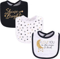 Yoga Sprout Cotton Drooler Bibs Metallic Moon front view for babies