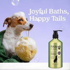 Hypoallergenic Paw Fume lavender dog body spray and conditioner bottles side by side.