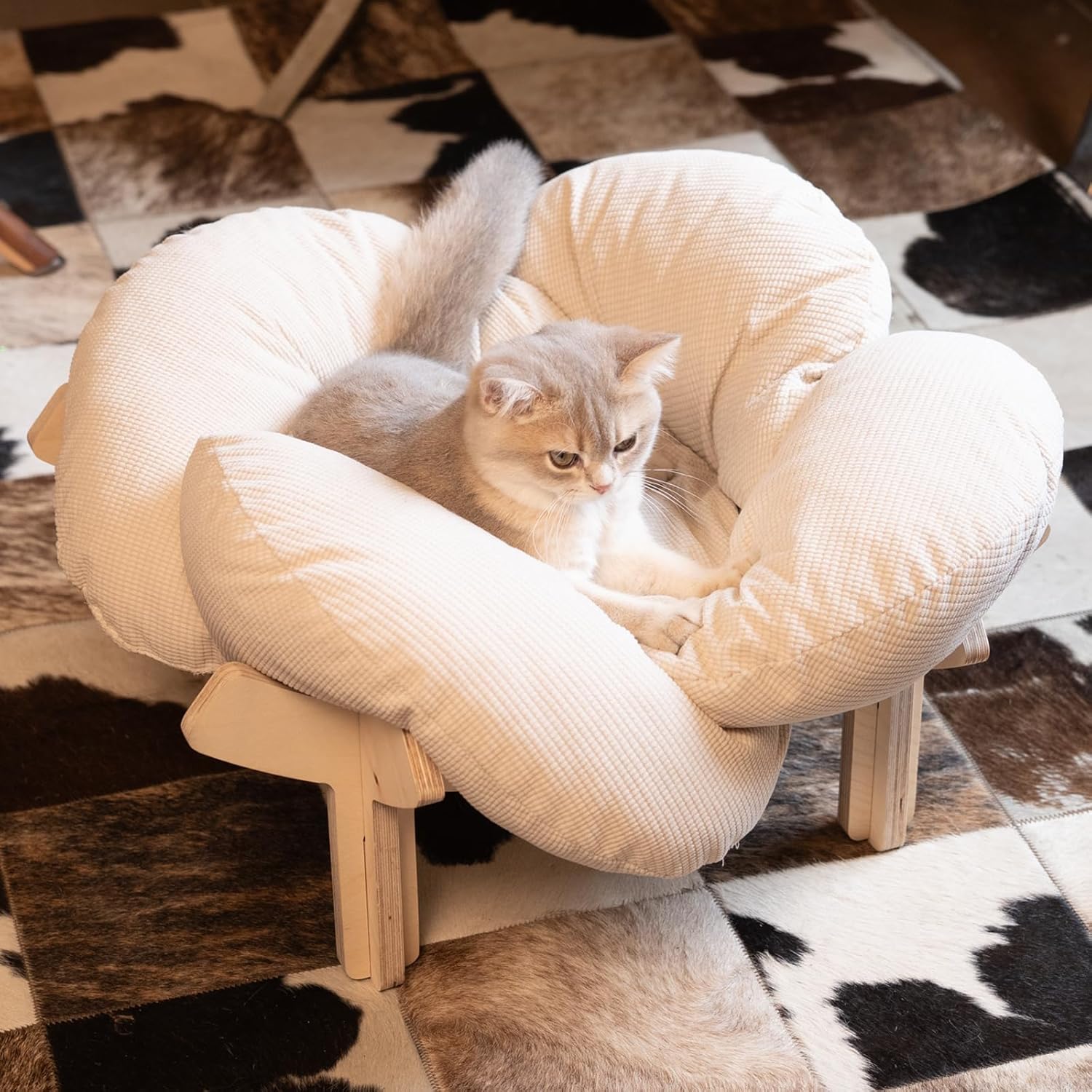Side view of Cheerhome Pets elevated pet furniture