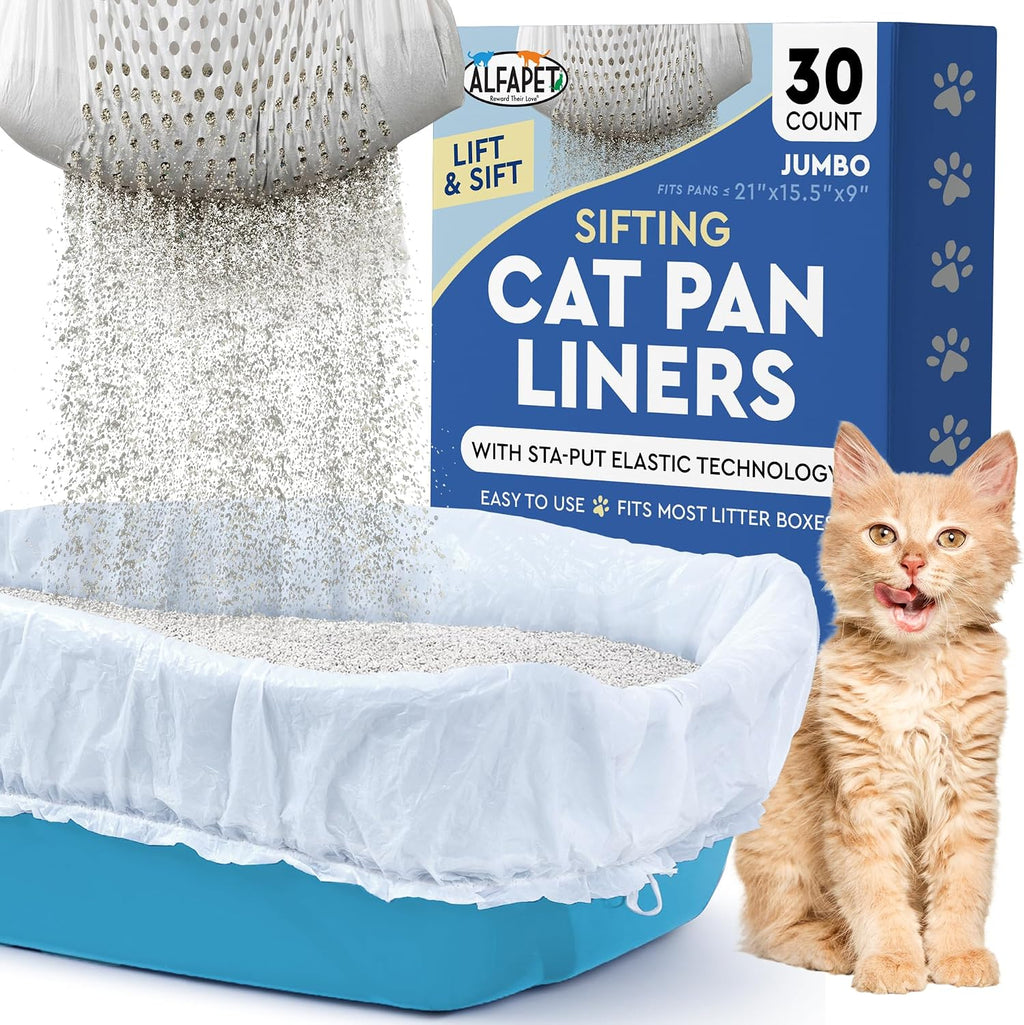 Alfapet Sifting Cat Litter Box Liners - Jumbo 15 Count, Pack of 5 - Tear-Resistant Cat Litter Bags, Waterproof Kitty Litter Liners, Fits Litterbox Pan Sizes X-Large, X-Giant, 37" x 18" 30 lb Capacity - Image 9