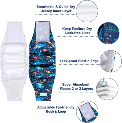 Wegreeco reusable male dog belly bands showing the soft moisture wicking jersey inner liner