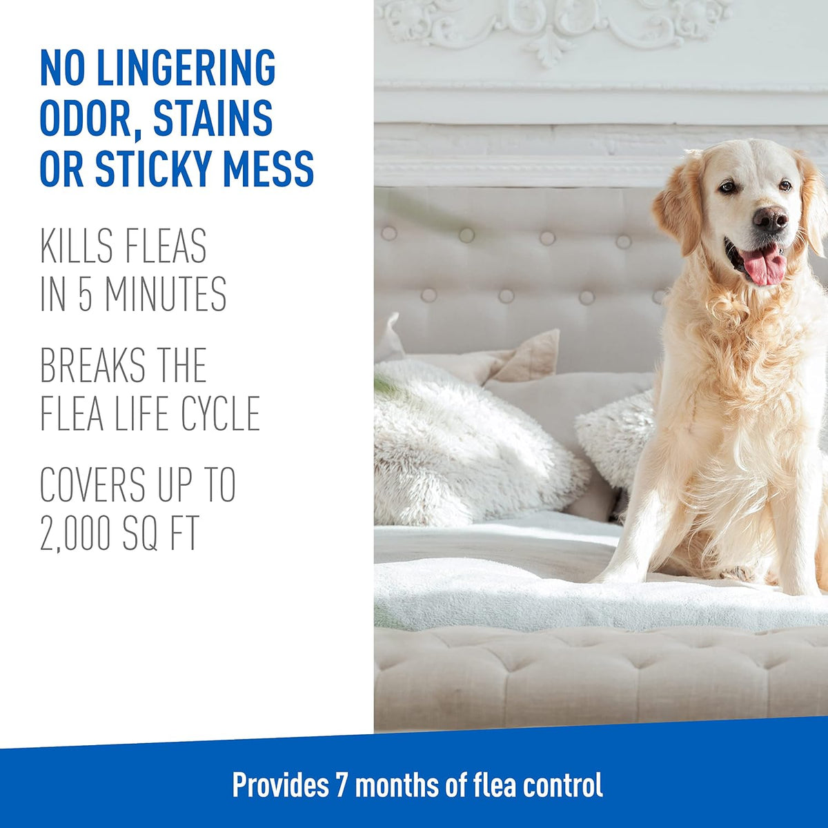 Close up look at ingredients list on genuine USA imported Adams pet care spray