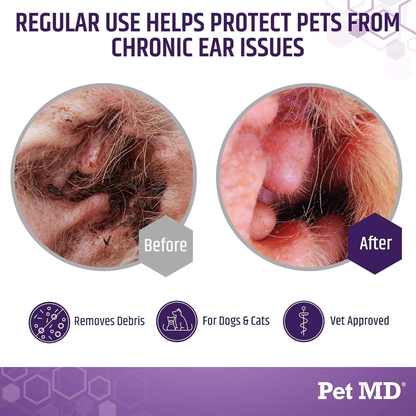 Side profile of Pet MD Tris Flush pet grooming product