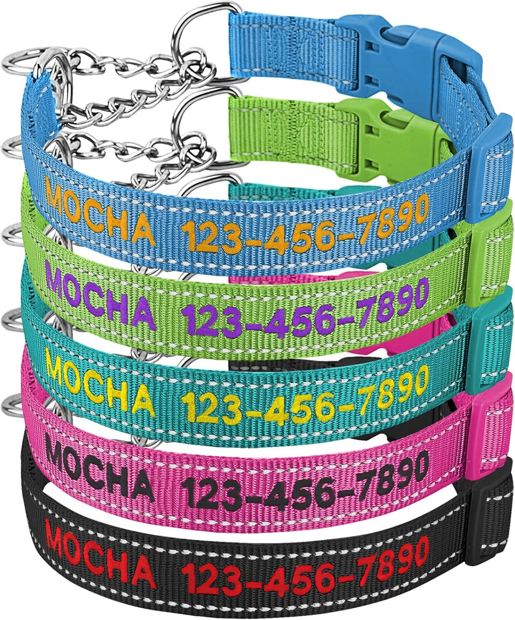 Personalized Martingale Dog Collar-Reflective Martingale Collars with Buckle, Custom Training Martingale Dog Collars Embroidered with Name and Phone Number for Small Medium Large Dogs - Image 9