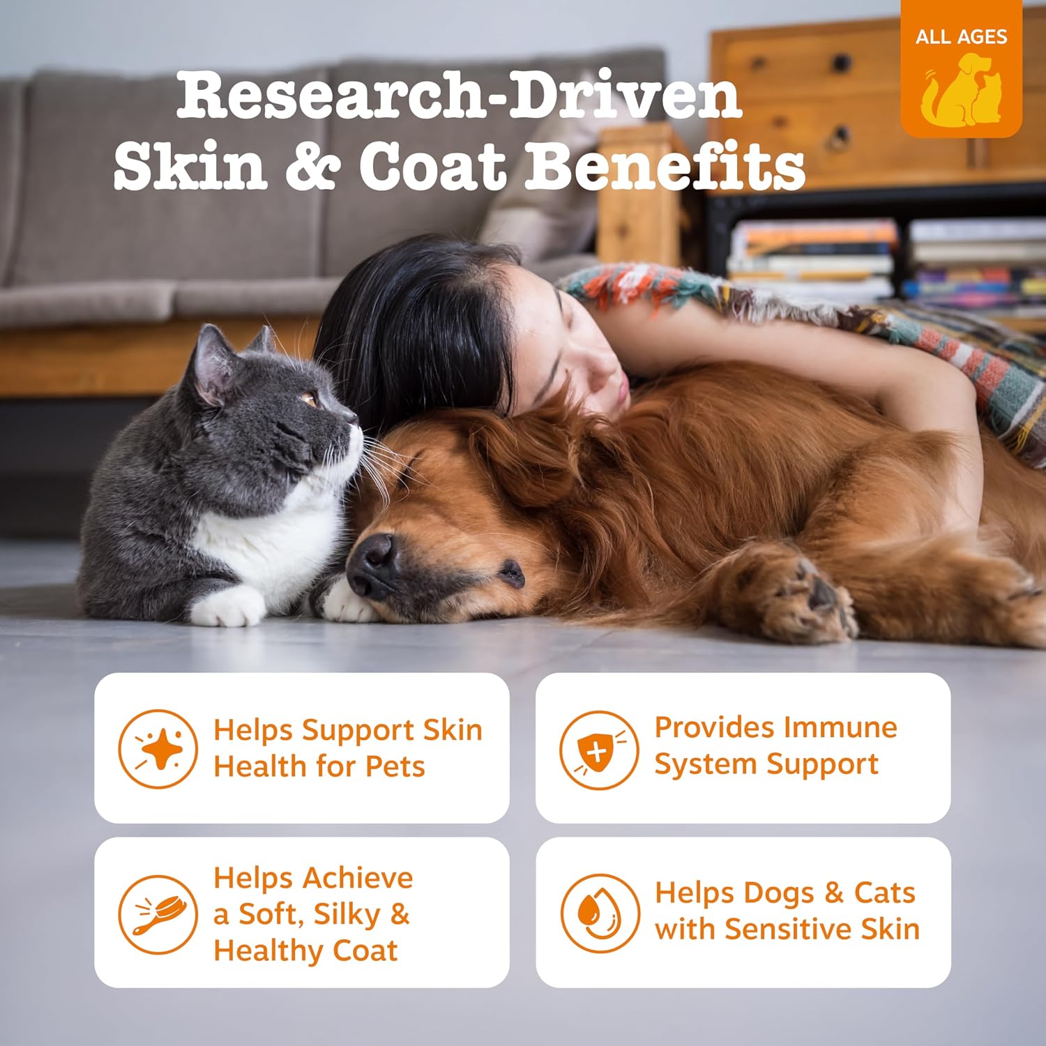 Zesty Paws pollock and salmon oil liquid supplement label details