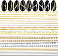 XLIUAX Aozuo 24 Strips Nail Art Chains front view showcasing gold and silver metal charms
