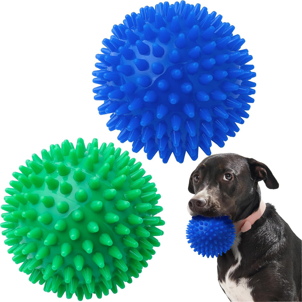 SHARLOVY Squeaky Balls for Pet Small Puppy, 6 Pack TPR Fetch Spike Balls for Dogs, Rubber 6 Pack Bright Colors Chew Teething Dog Toys, for Clean Teeth and Training, for Puppy Chew and Teething - Image 12