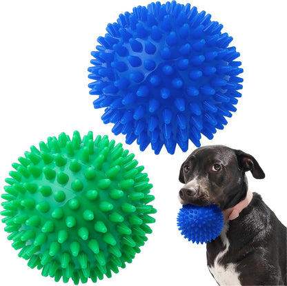 SHARLOVY Squeaky Balls for Pet Small Puppy, 6 Pack TPR Fetch Spike Balls for Dogs, Rubber 6 Pack Bright Colors Chew Teething Dog Toys, for Clean Teeth and Training, for Puppy Chew and Teething - Image 12