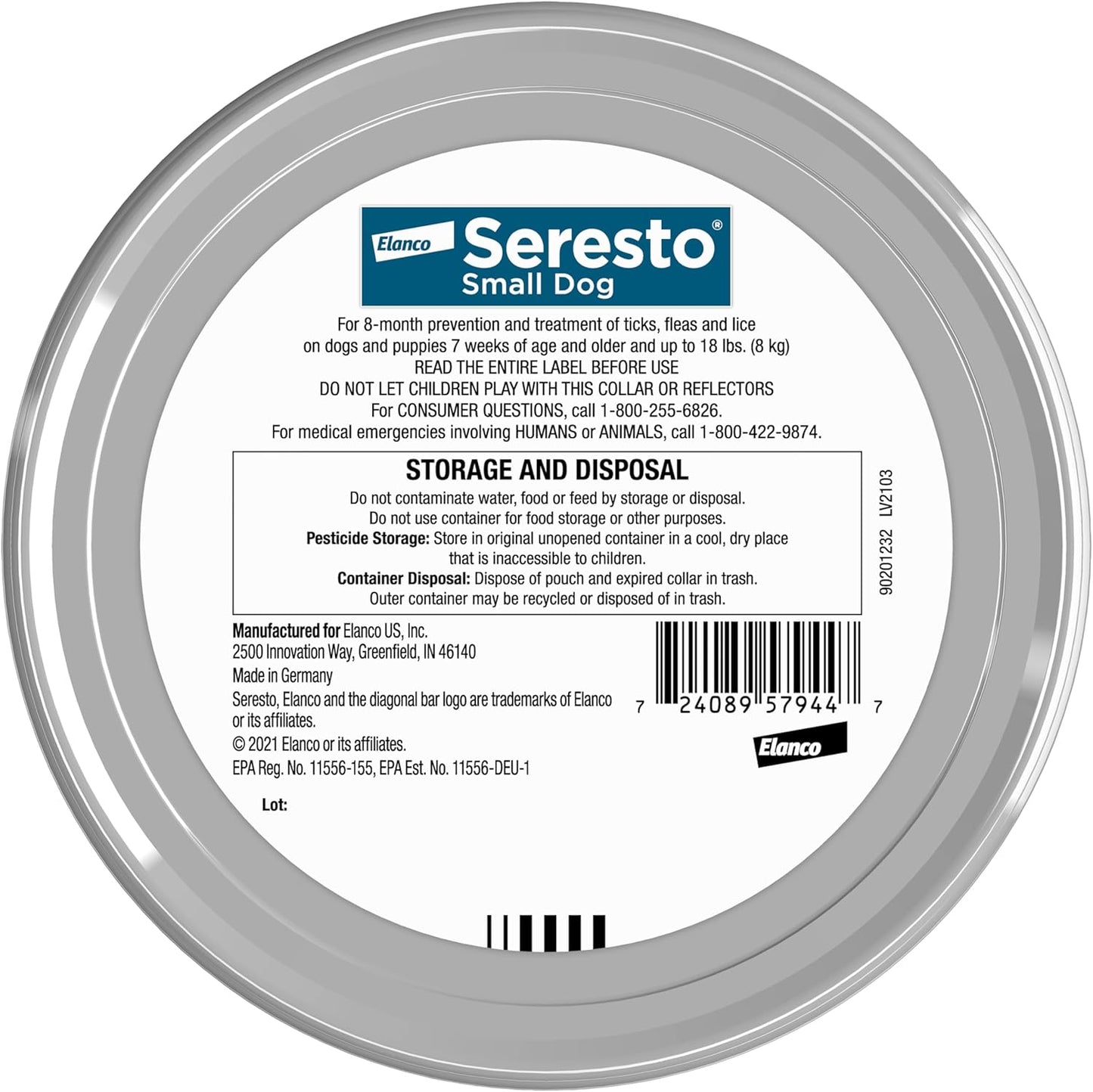 Seresto dog collar packaging showing 8 month protection