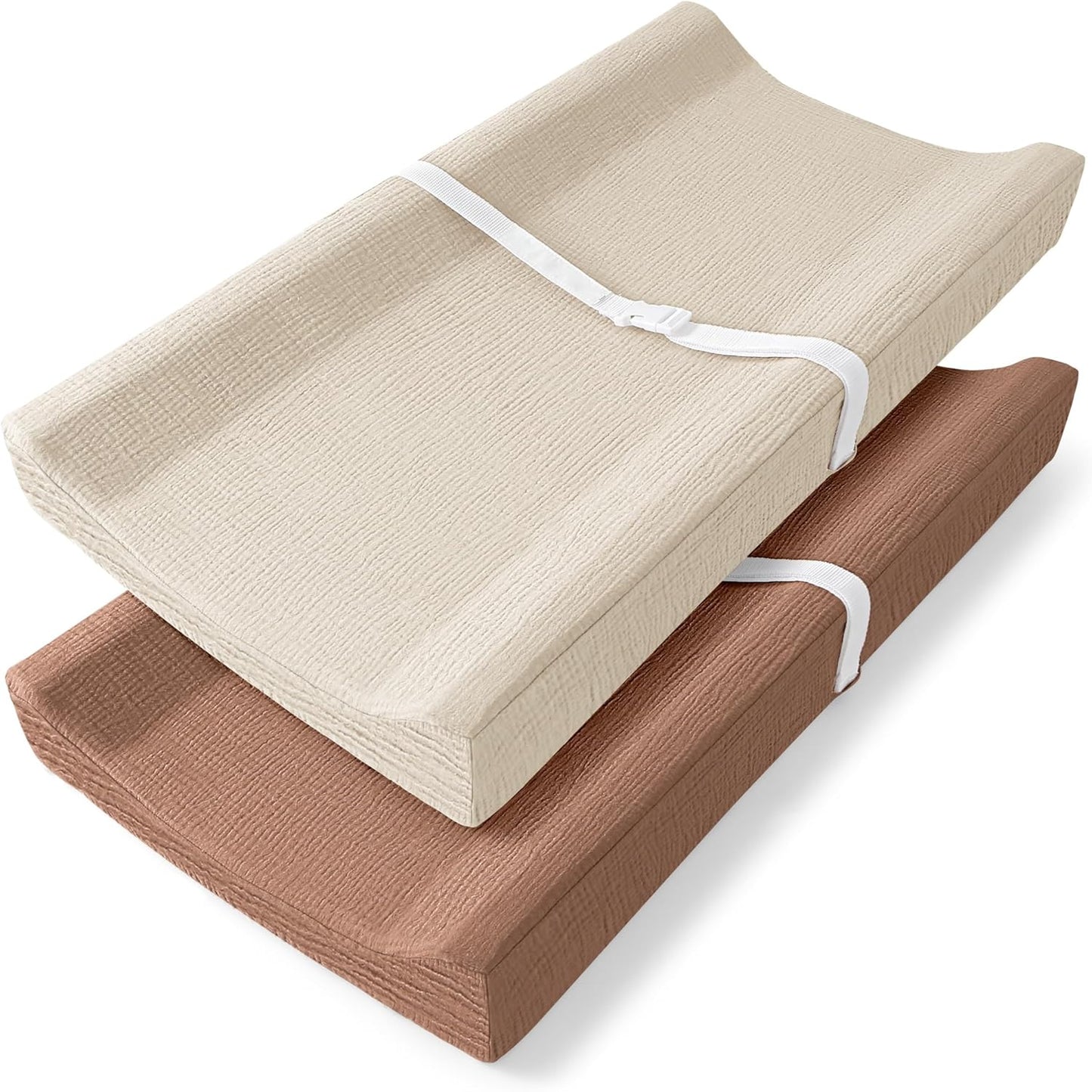 Bearmoss premium muslin cotton changing pad cover 2 pack front view