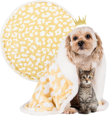 Cat Blanket for Indoor Cats - 29" Soft Sherpa Fleece Pet Throw, Washable Reversible Dog Blanket for Small Dogs, Cats, Kittens, Couch Bed Sofa Car Protector - Yellow - Image 11
