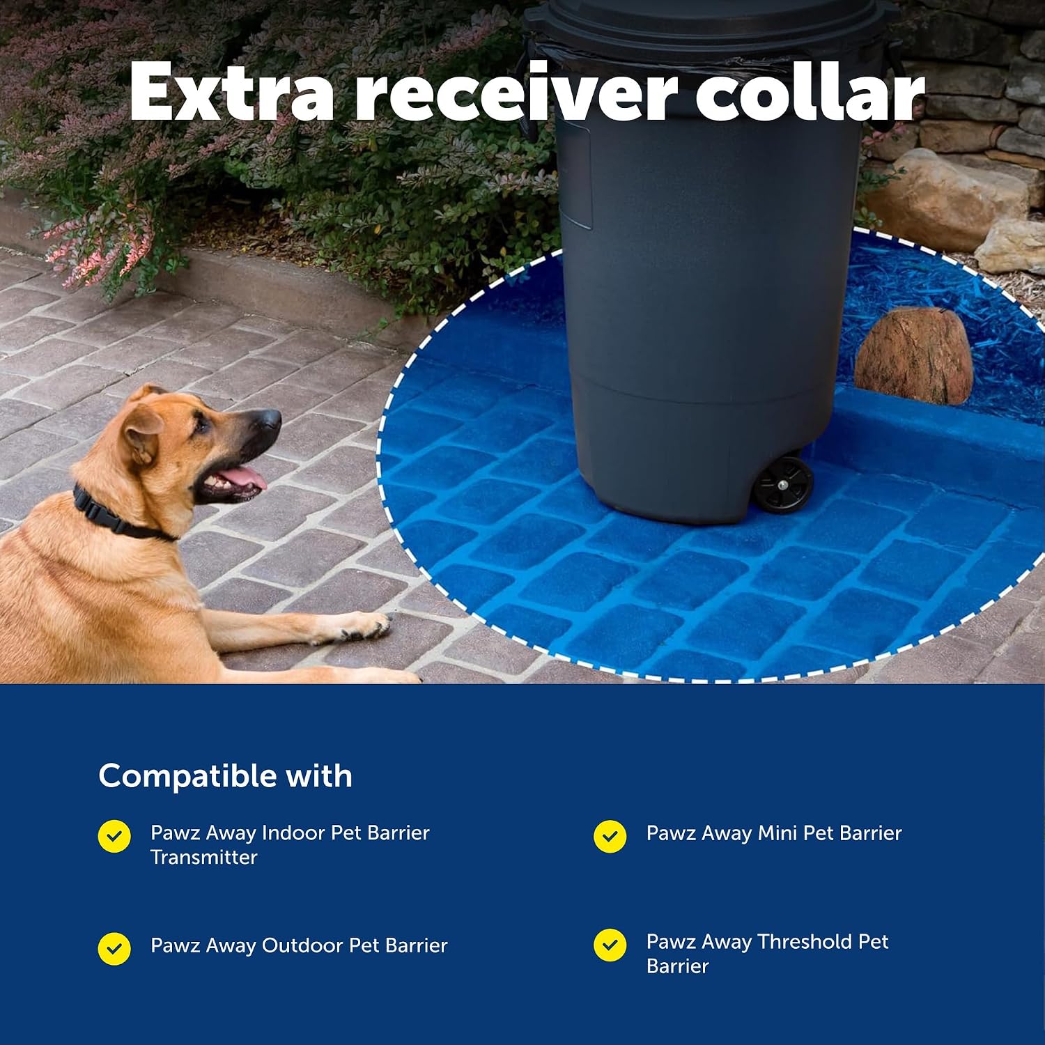 PetSafe Pawz Away receiver collar side view showcasing secure contact points