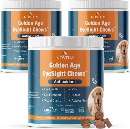 Supplemental eye health nutrition chews for small medium and large dogs.
