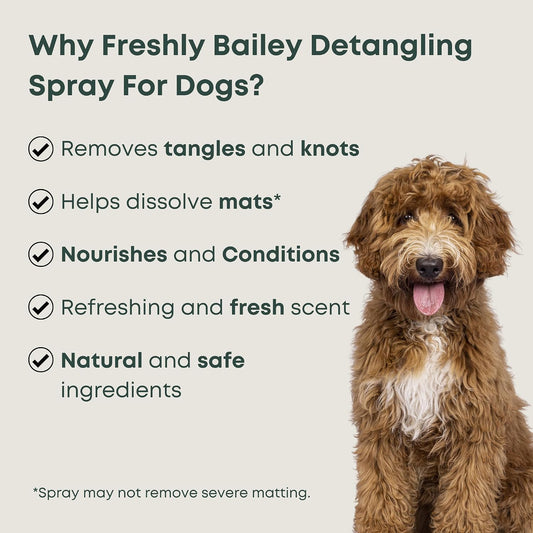 Freshly Bailey natural leave in conditioner spray for removing dog hair mats