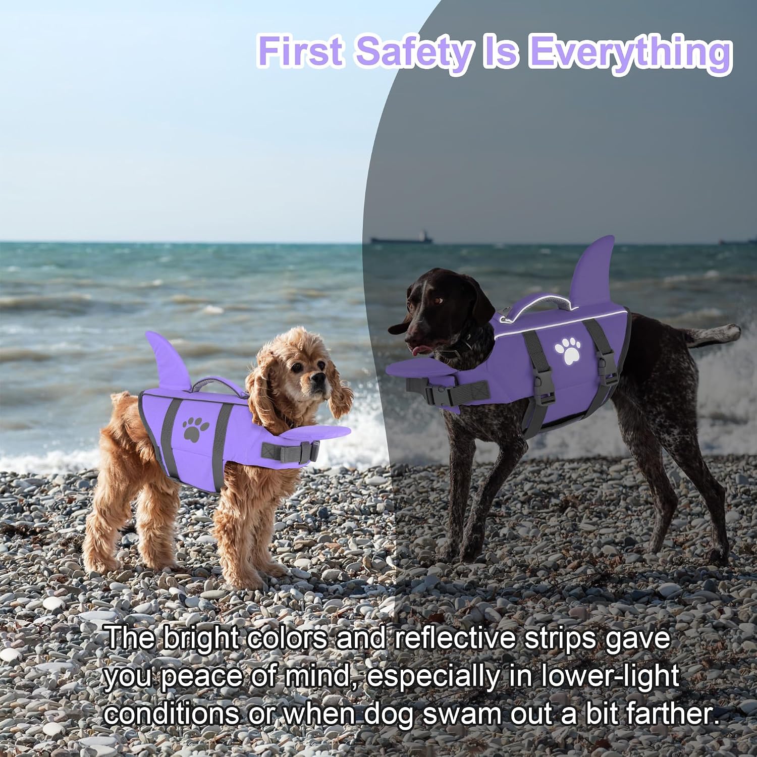 Close up of chin float feature on Dogcheer shark dog vest