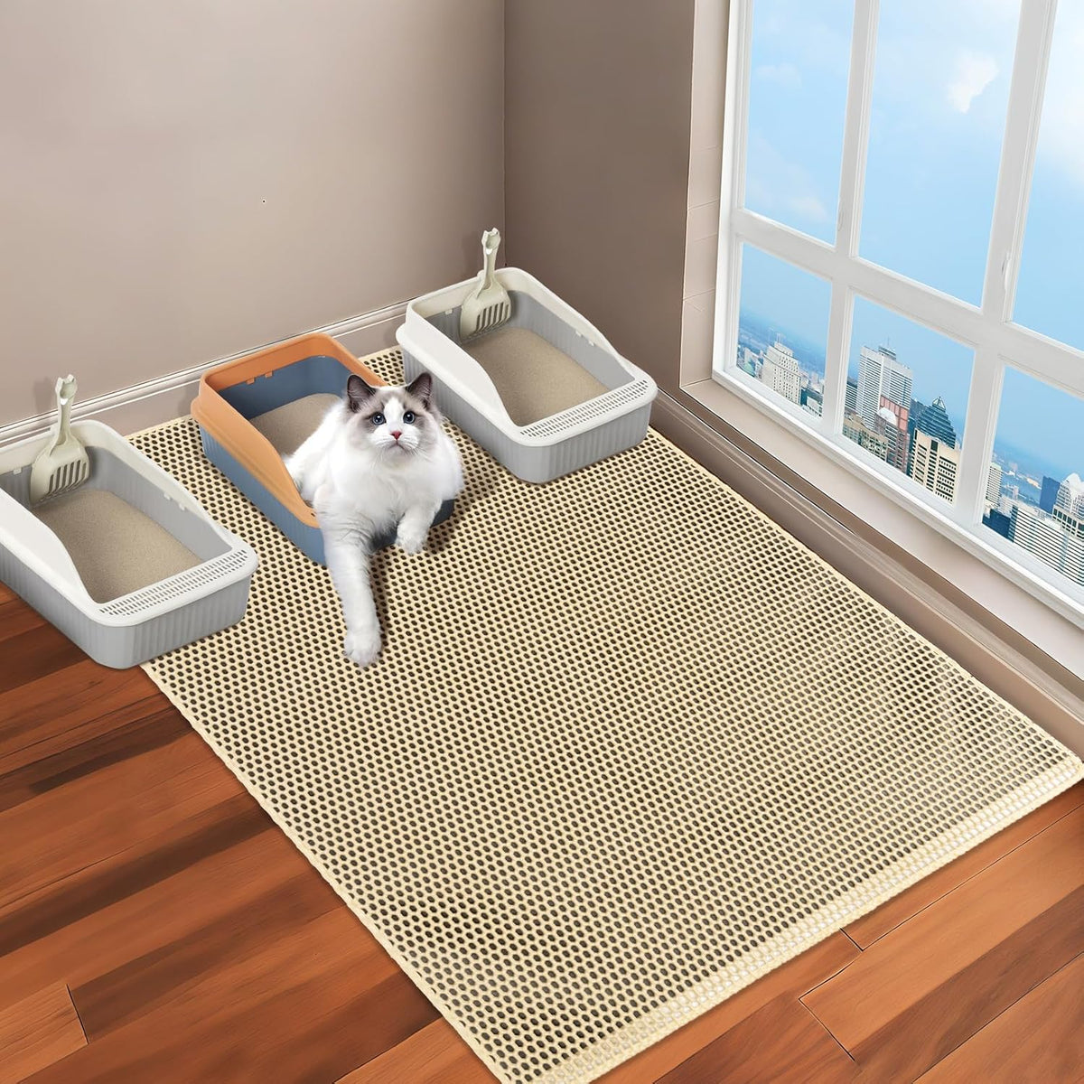 Cat Litter Mats-Extra Large 47''x36'' Litter Trapping Mat for Cat-XXL Litter box Matt for Floor-2 Layer Catcher Rug for Pet kitty Litterbox-Waterproof Urine Proof,Non-Slip - Image 12