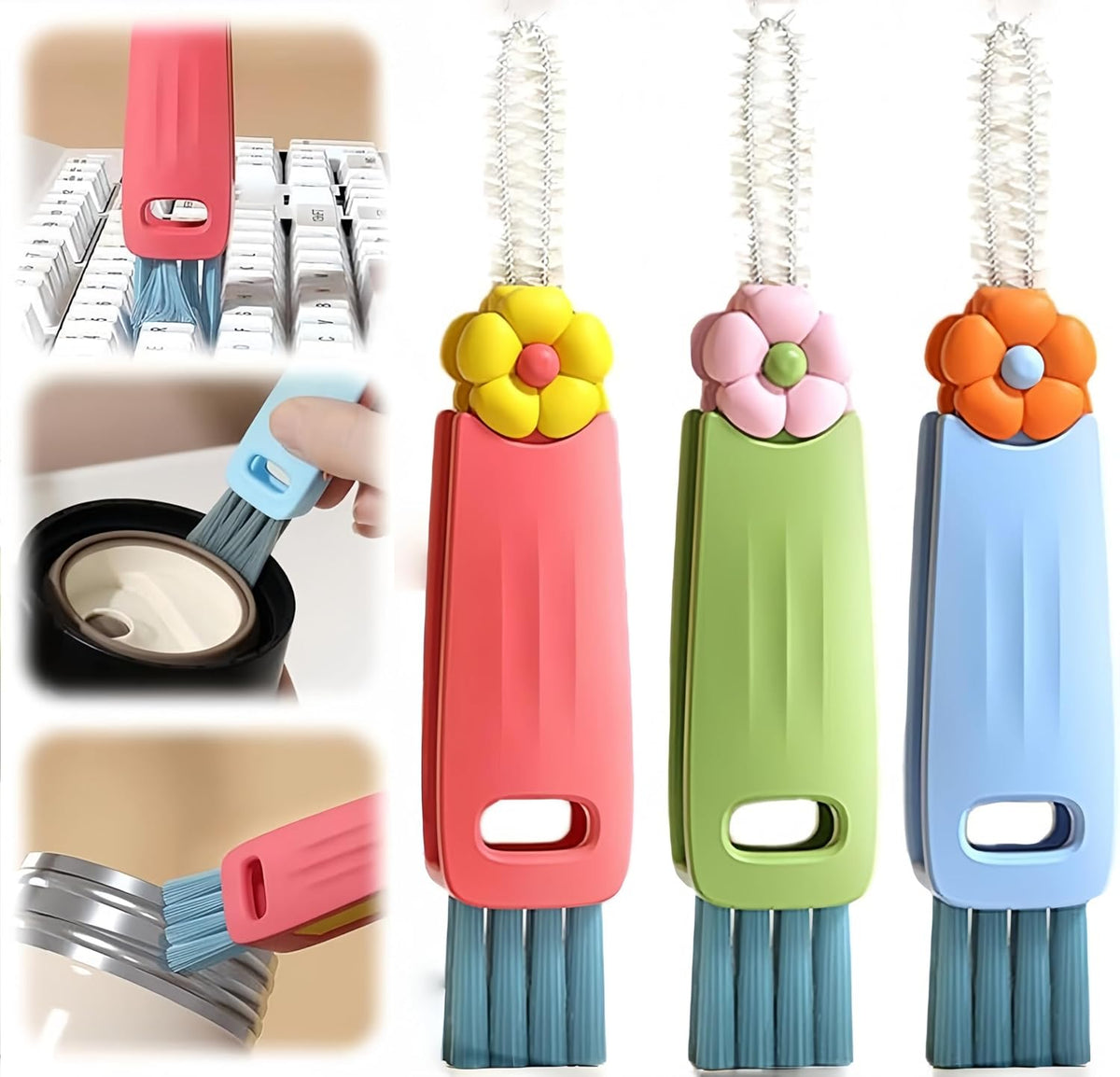 Shrunqi 3 in 1 cup lid cleaning brush set front view