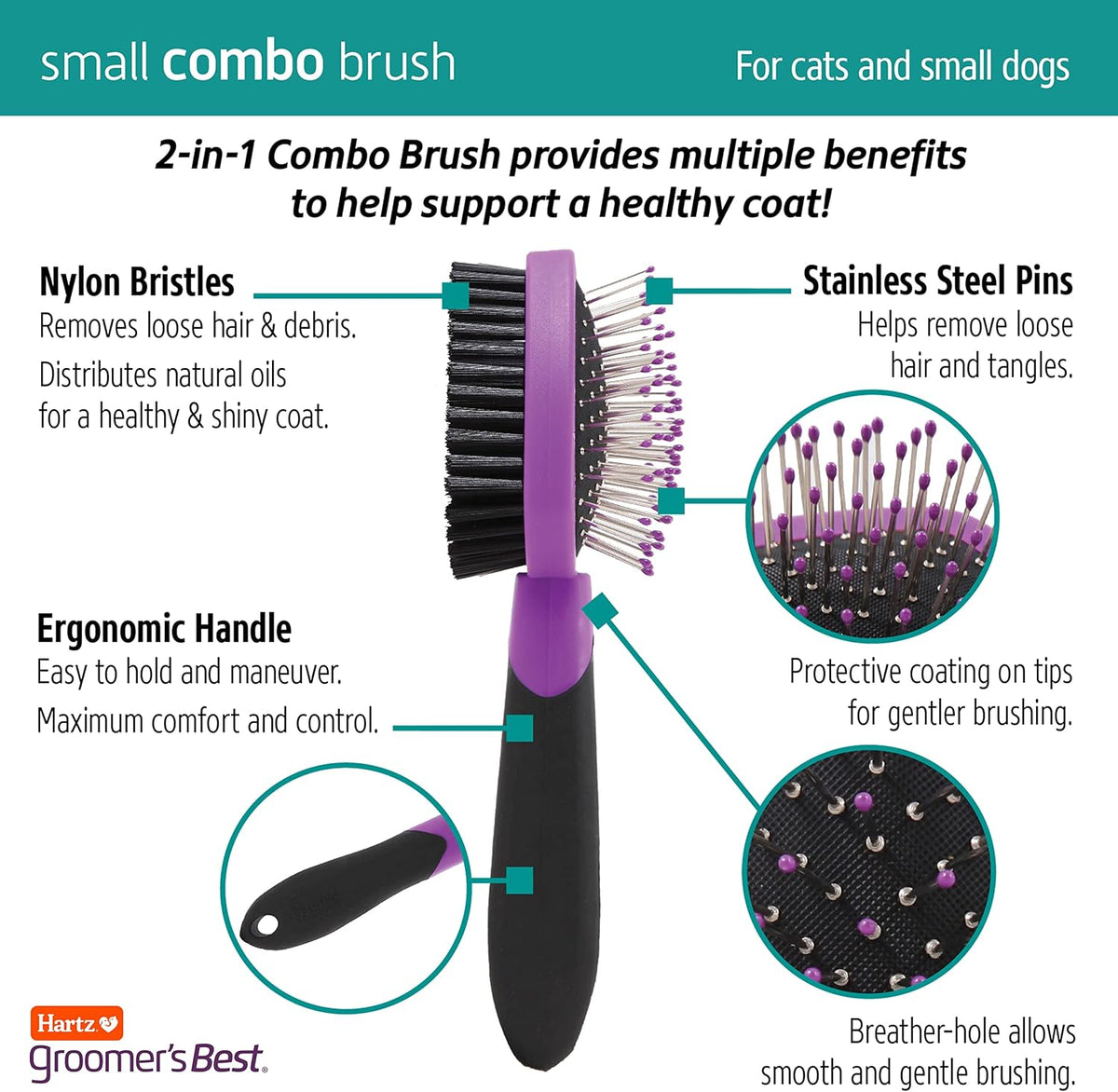 Hartz Groomer's Best combo brush bristle side detail