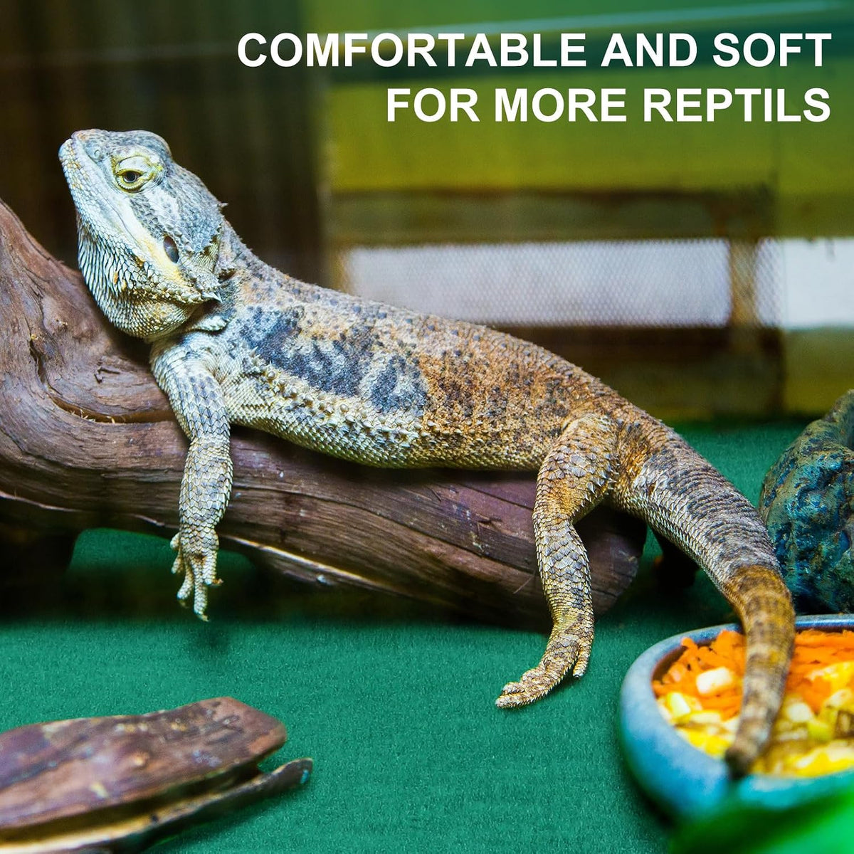 Haull four pieces green reptile bedding mat laid flat