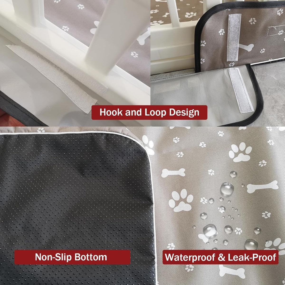 Hook and loop fastener detail on Laozz puppy playpen pad