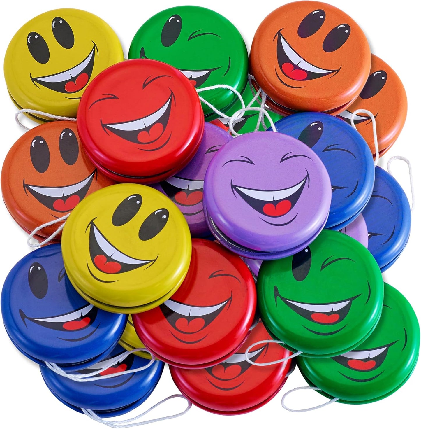 Playbees metal smiley face yo-yos set of 12 front view
