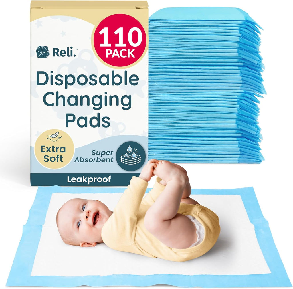 Reli disposable changing pads for baby front view packaging