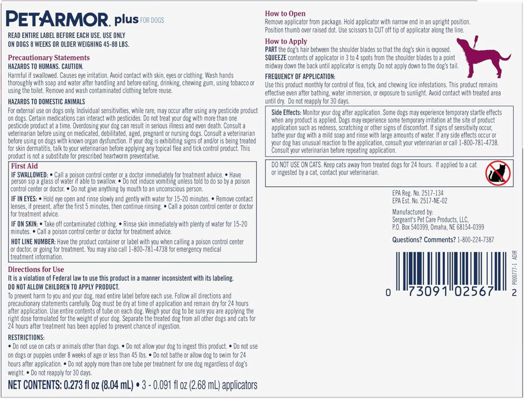 PetArmor Plus Flea and Tick Prevention for Dogs, Large Dog Flea and Tick Treatment, 6 Doses, Waterproof Topical, Fast Acting (45-88 lbs) - Image 9