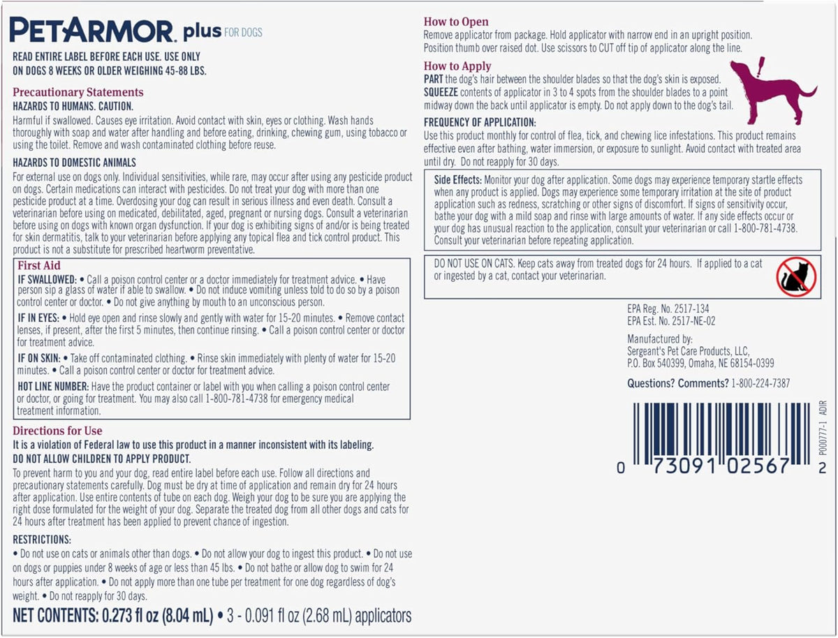 PetArmor Plus Flea and Tick Prevention for Dogs, Large Dog Flea and Tick Treatment, 6 Doses, Waterproof Topical, Fast Acting (45-88 lbs) - Image 9