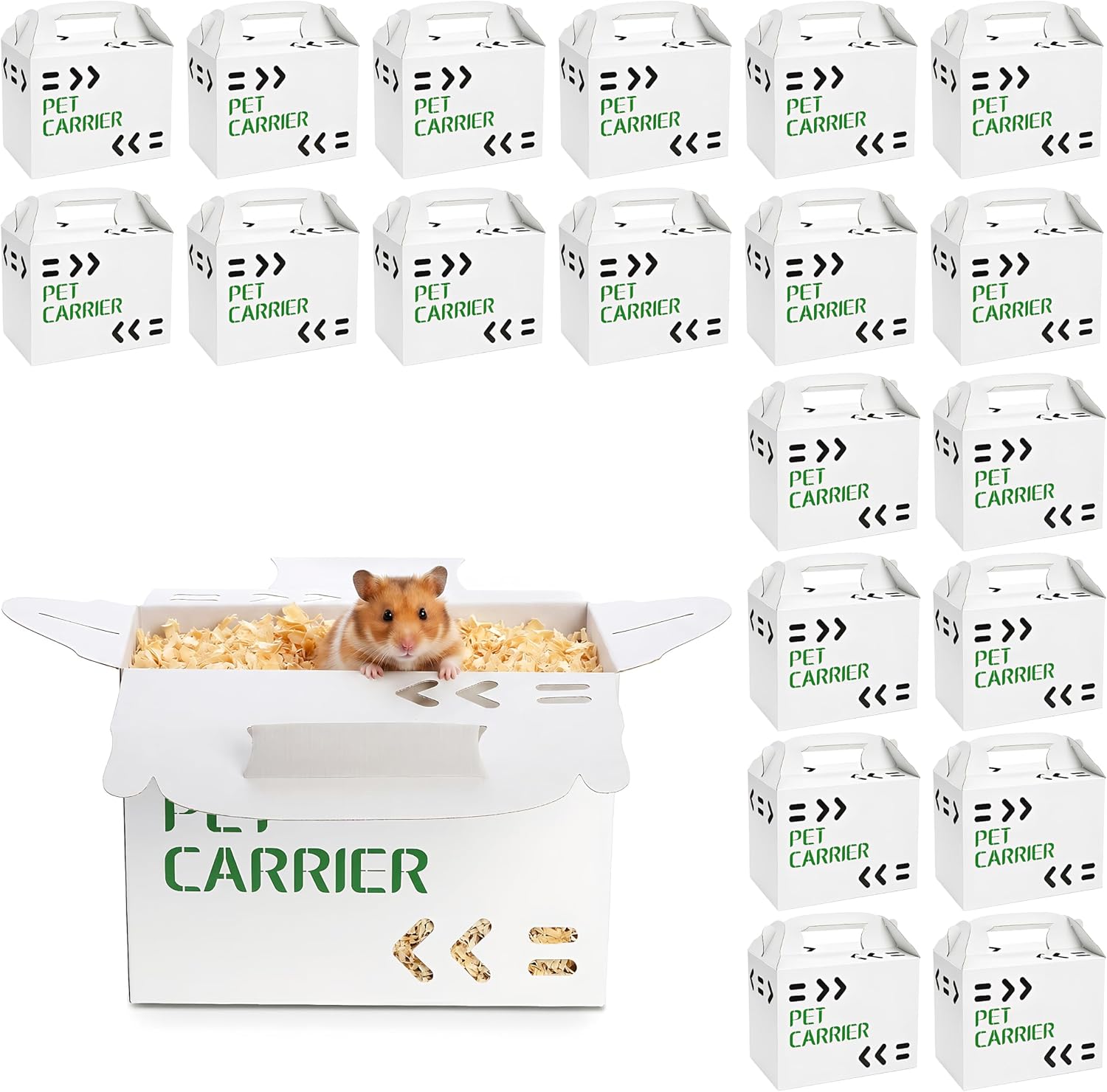 Coloch 20 Pack Cardboard Pet Carrier for Small Pets, 11x8x6 Inches Disposable Pet Transport Box for Small Pets, Chicks, Pullets, Fowls, Hamsters, Gerbils, Not for Adult Cats or Dogs - Image 1