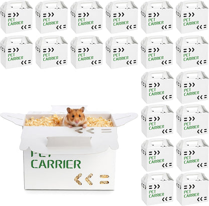 Coloch 20 Pack Cardboard Pet Carrier for Small Pets, 11x8x6 Inches Disposable Pet Transport Box for Small Pets, Chicks, Pullets, Fowls, Hamsters, Gerbils, Not for Adult Cats or Dogs - Image 1