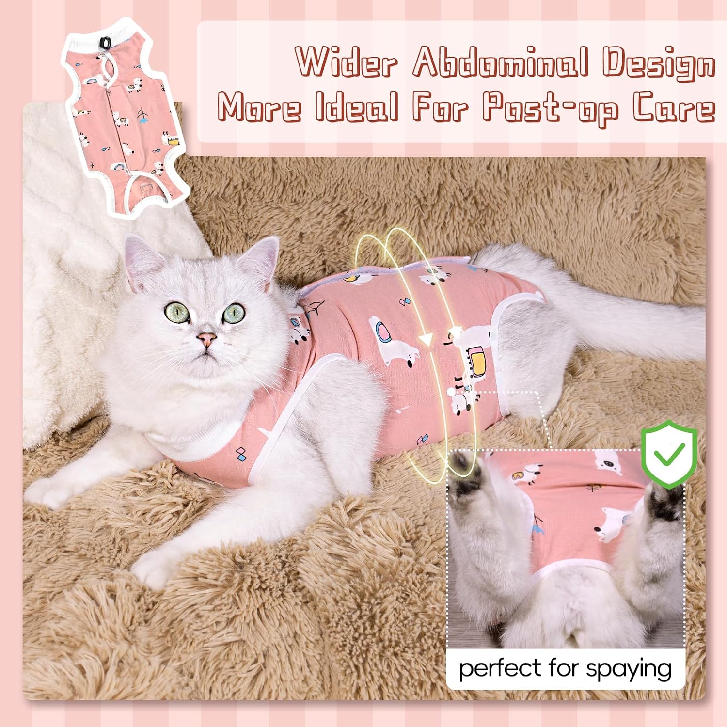 Purrpurrpets 2 pack cat surgery recovery suit pink and grey close up product shot