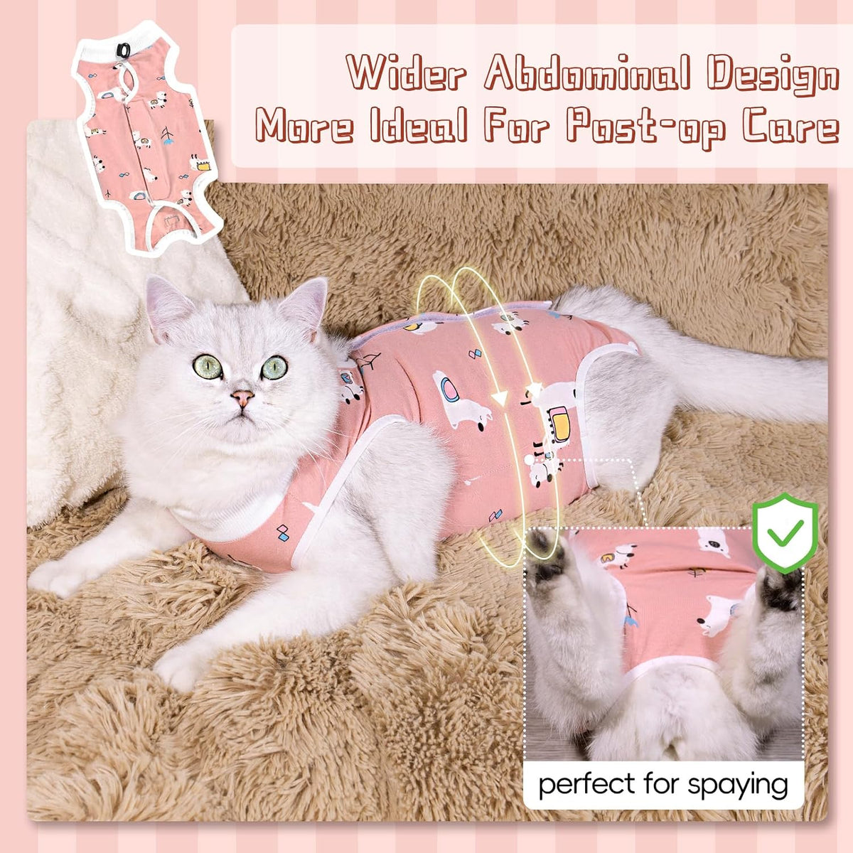 Purrpurrpets 2 pack cat surgery recovery suit pink and grey close up product shot