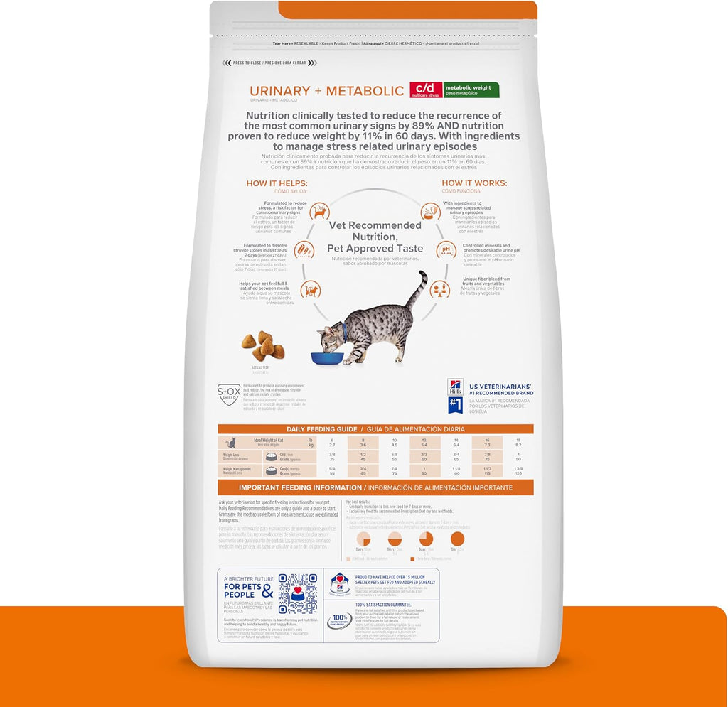 Hill's Prescription Diet c/d cat food package back label details