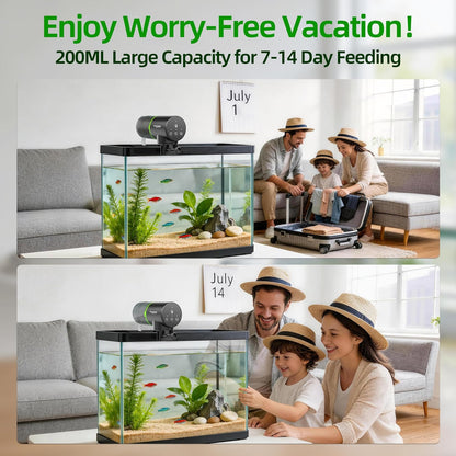 Moisture proof two hundred milliliter food drum for aquarium vacation feeding.