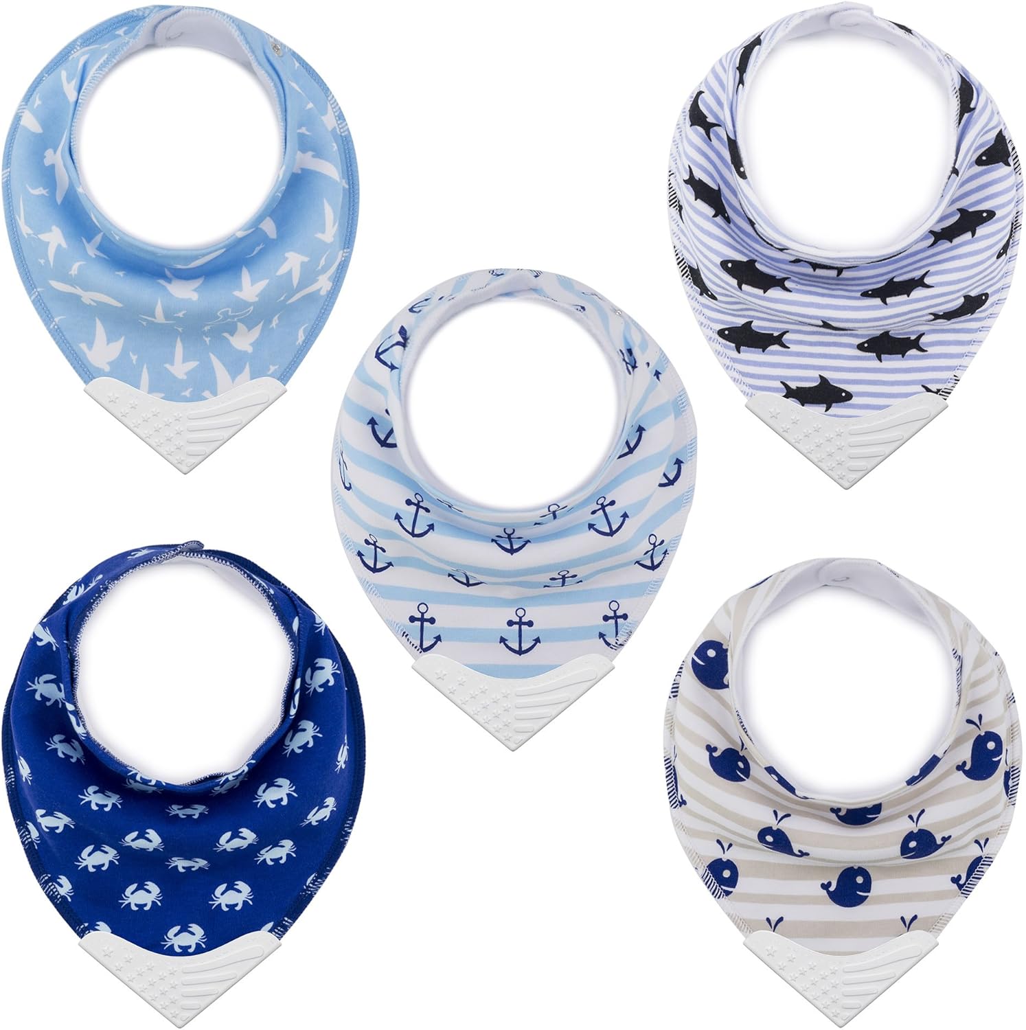 Giftty baby teething bibs set with silicone corner front view
