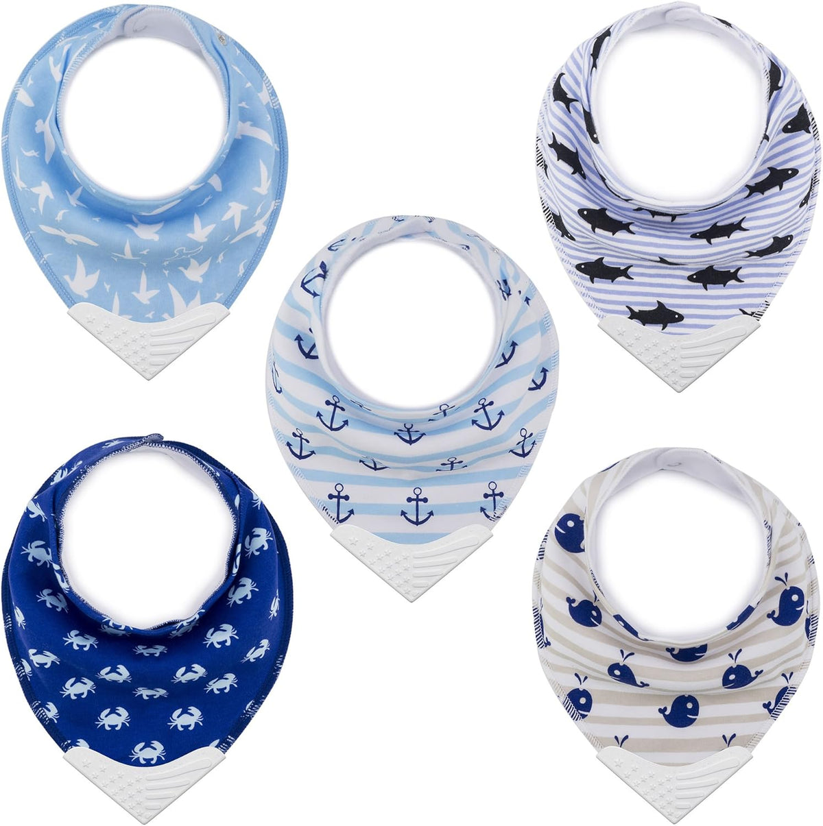 Giftty baby teething bibs set with silicone corner front view