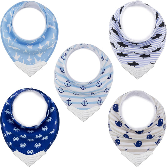Giftty baby teething bibs set with silicone corner front view